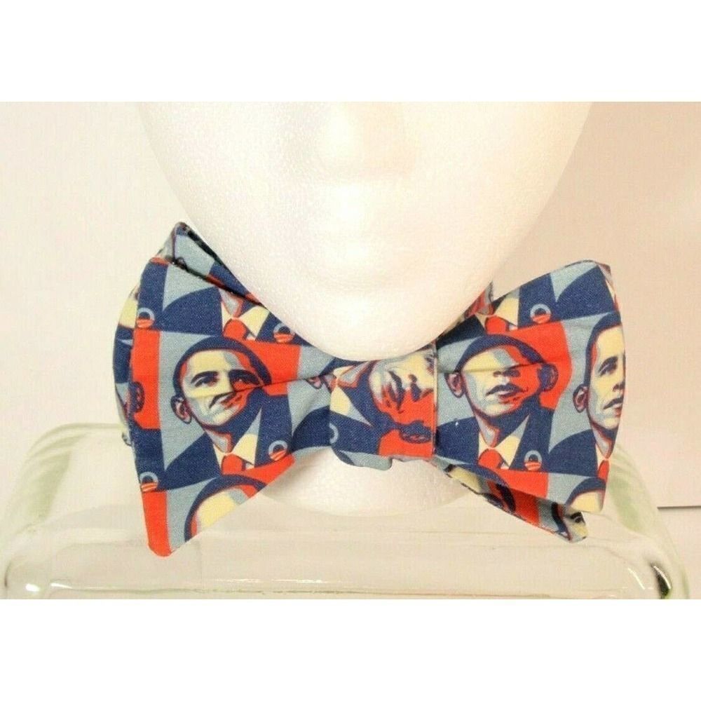 Democrat Barack Obama‎ Bow Tie Campaign Art Deco Hand Made Hook Loop Rare
